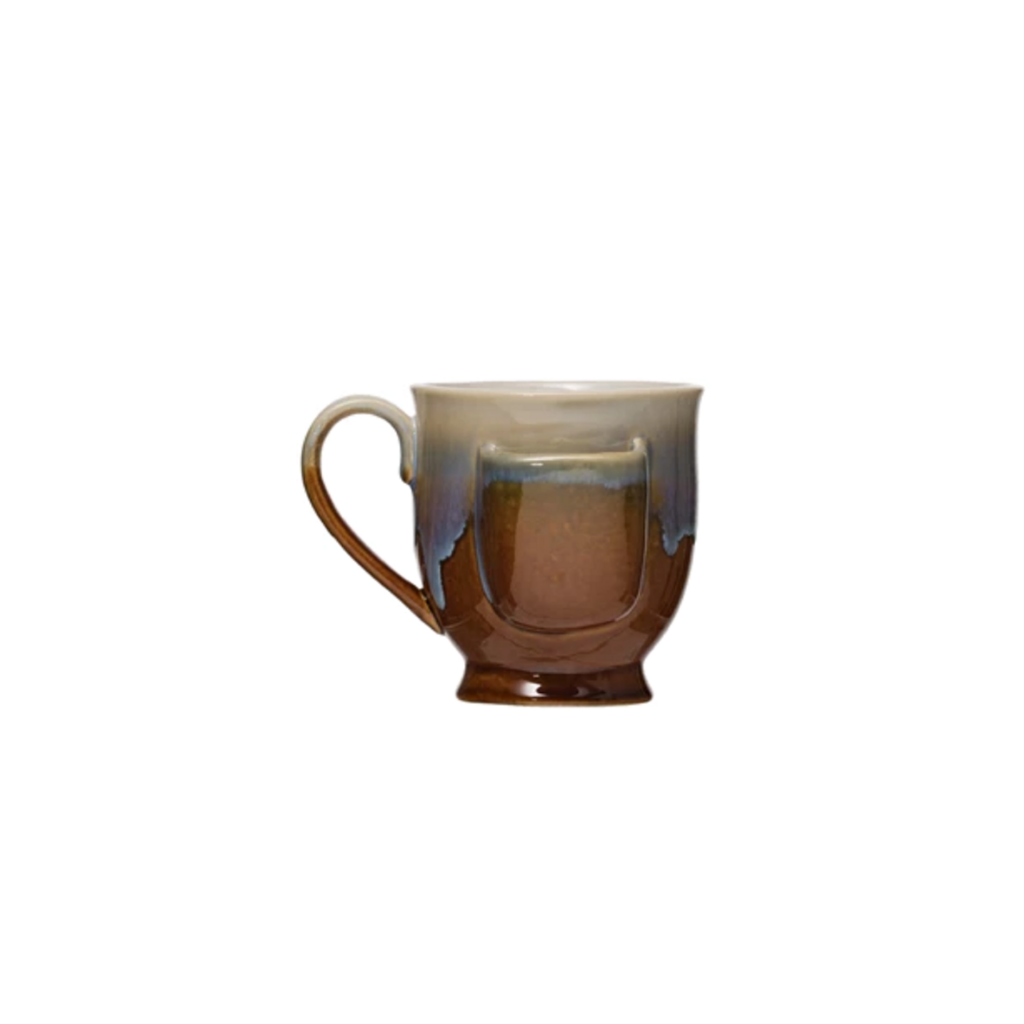 STONEWARE MUG w TEA bag HOLDER copper