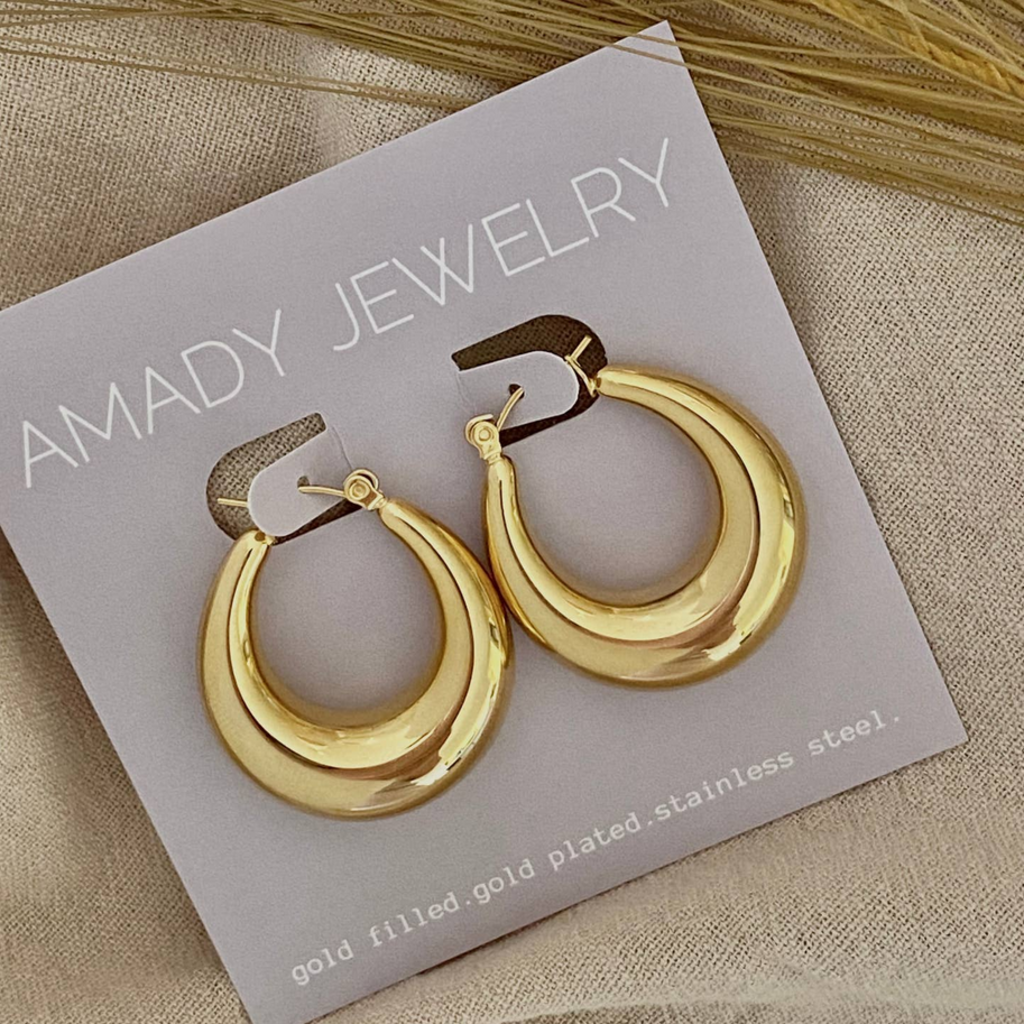 Oval Hoops Gold Plated Hoop Earrings