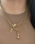 Thunder + Star Charm Two Tone Necklace