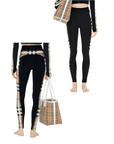 BURBERRY CHECK MOTIF LEGGINGS sz MED new 865.00