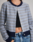 XS Blue Long Sleeve Striped Cardigan