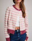 XS Pink Long Sleeve Striped Cardigan