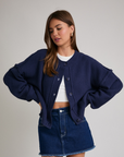 LARGE Navy Waffle Knit Cardigan