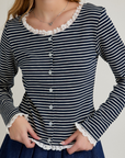 LARGE Stripe Cardigan with Trim Detail