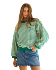 LARGE Green Relaxed Striped Pullover