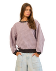 SMALL Lavender Relaxed Striped Pullover