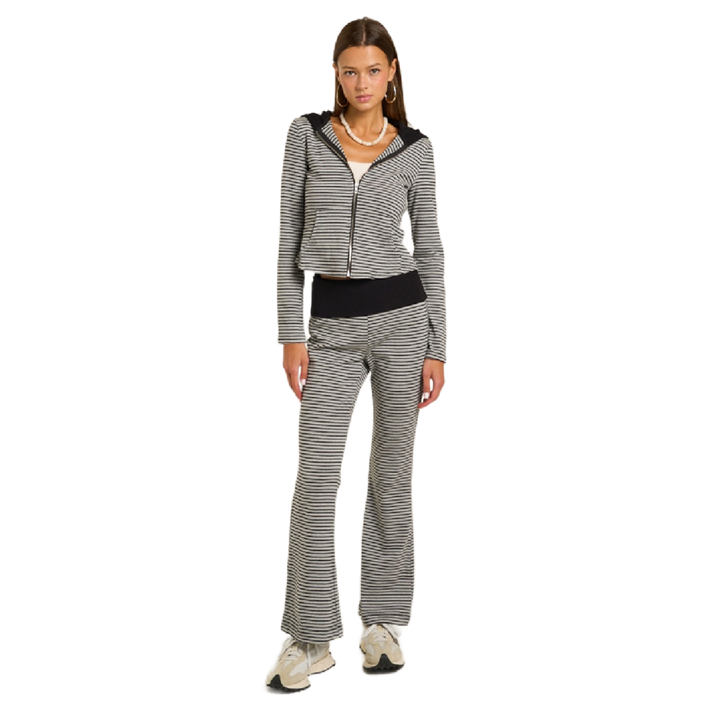 LARGE Striped Zip Up Sweatshirt + Flare Pants Set