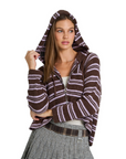 SMALL Brown Cropped Sweater with Hood