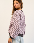 LARGE Lavender Relaxed Striped Pullover