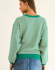 LARGE Green Relaxed Striped Pullover