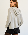 MEDIUM Grey Cropped Sweater with Hood