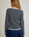 LARGE Stripe Cardigan with Trim Detail