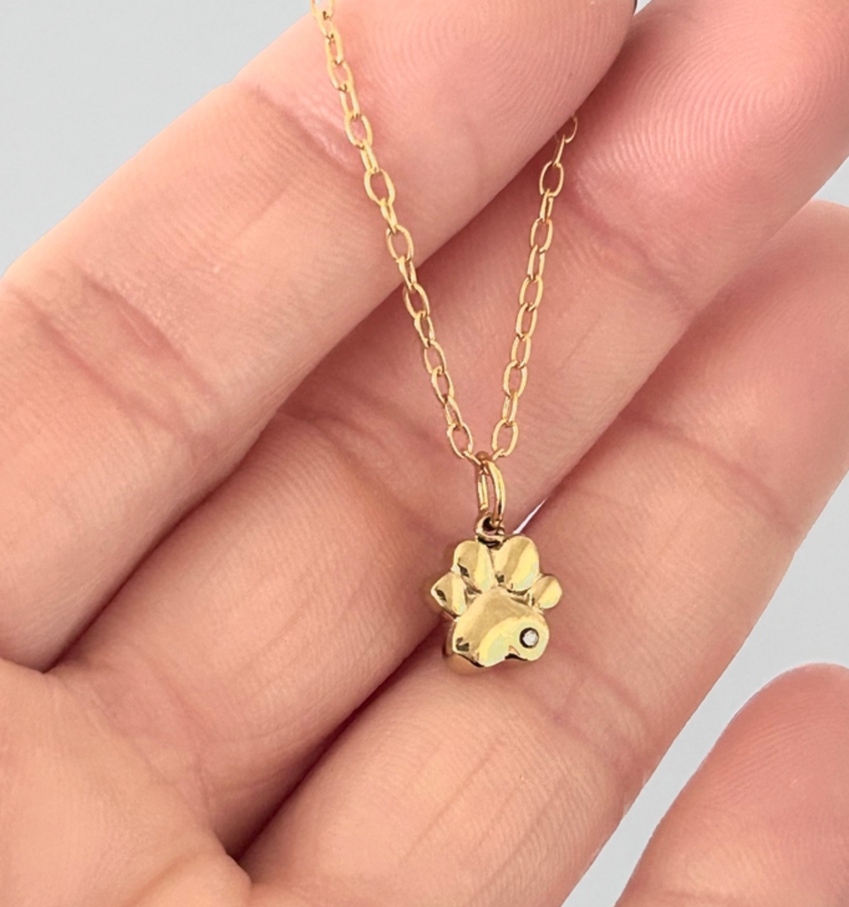 Dog Paw Charm Gold Filled Stainless Steel Necklace