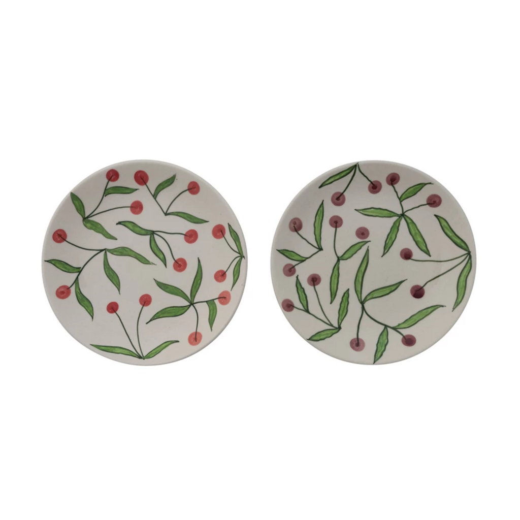 STONEWARE CHERRY PLATE cranberry red