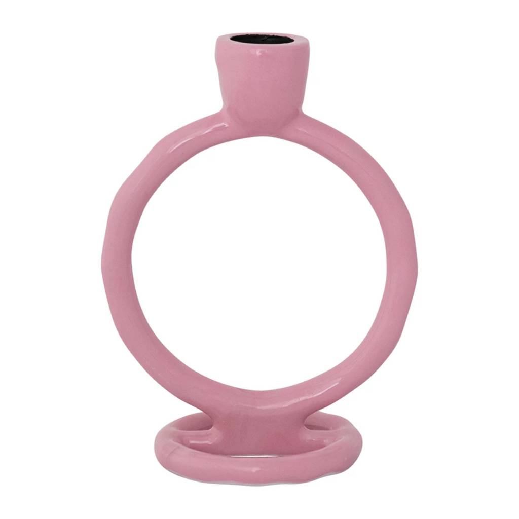 PINK ENAMEL TAPER HOLDER