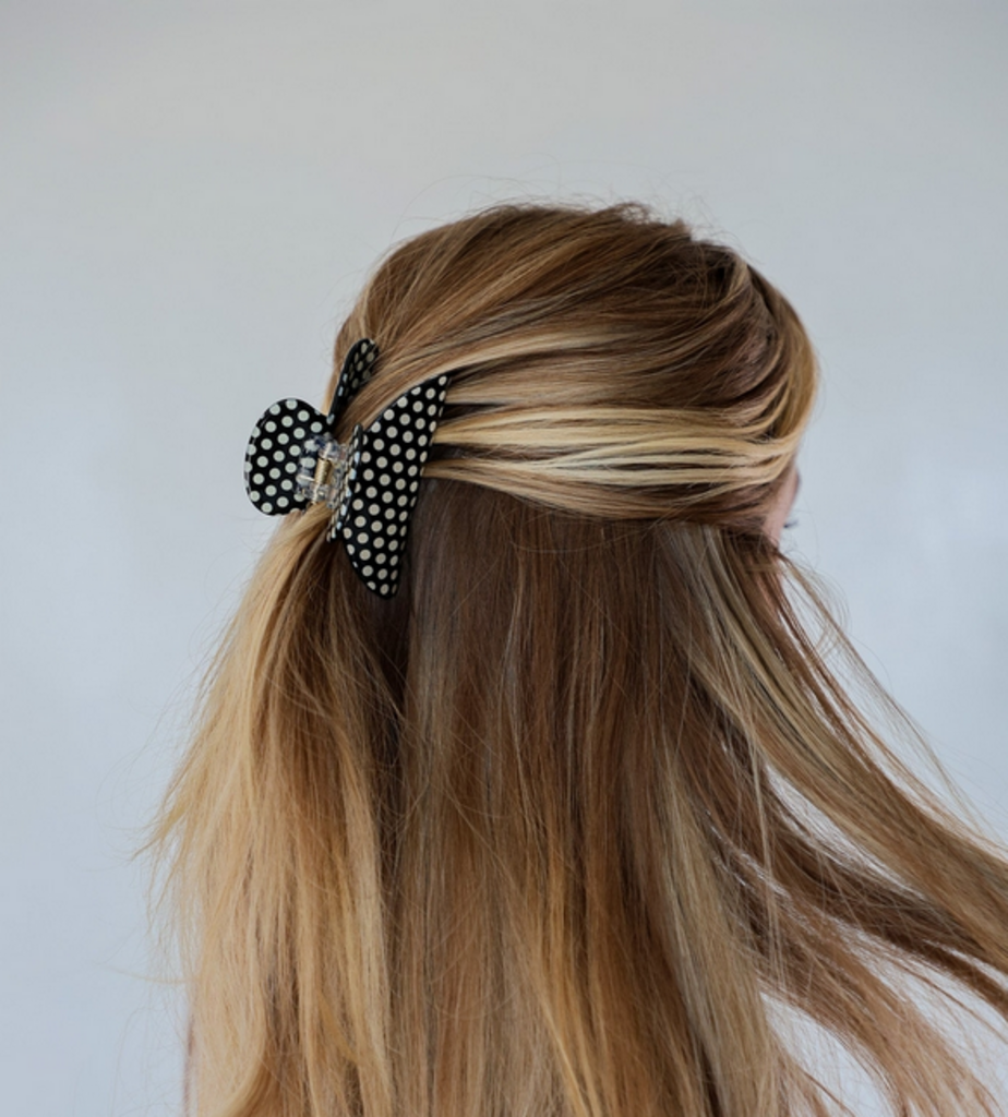Midi Black & White Polka Dot Claw