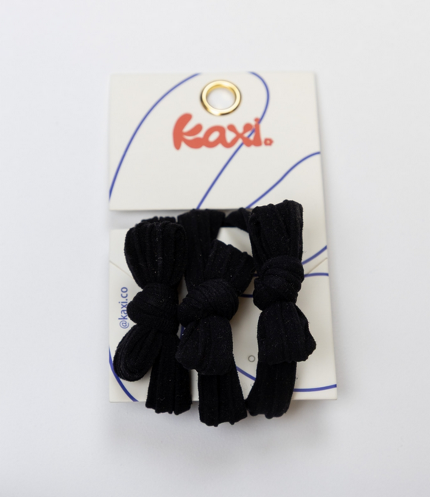 Black - Nylon Bow Slick Back Hair Ties