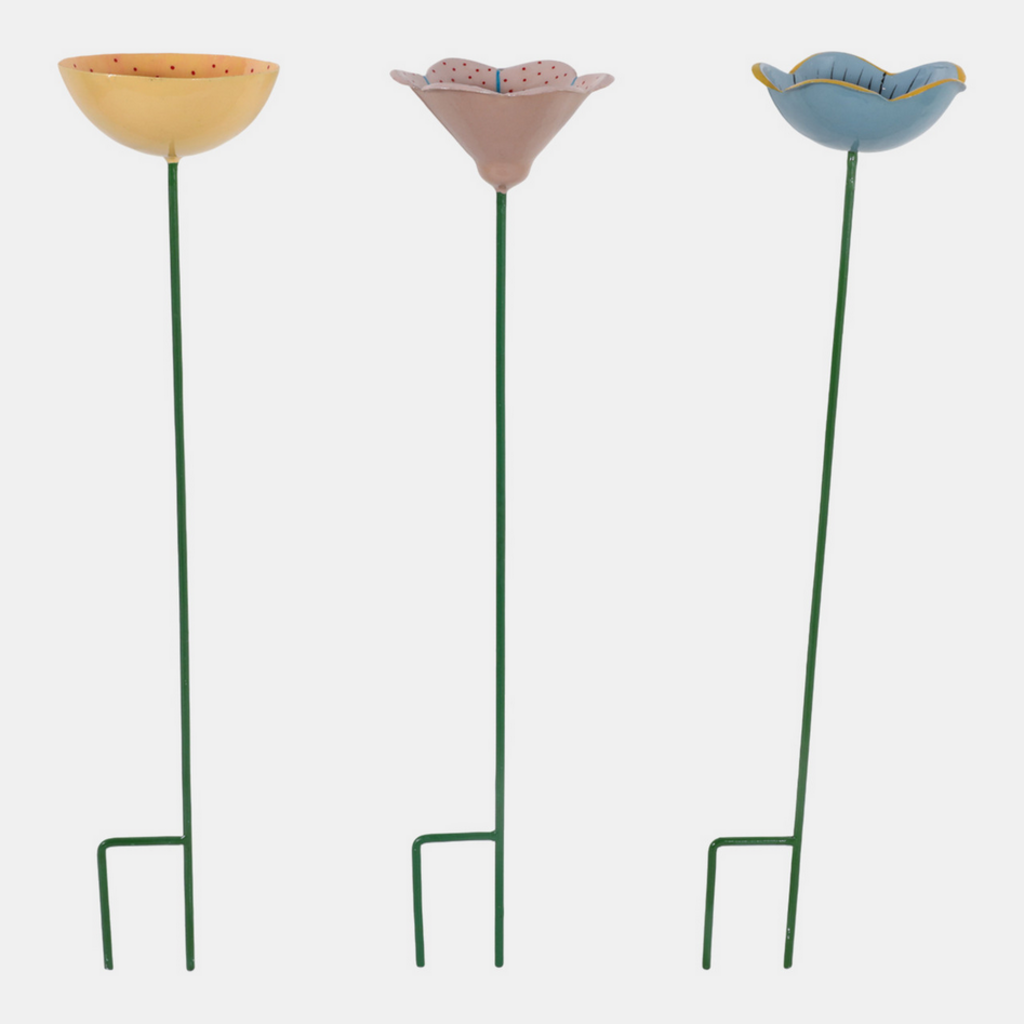 FLOWER BEE CUP PLANTER STAKE pink petal