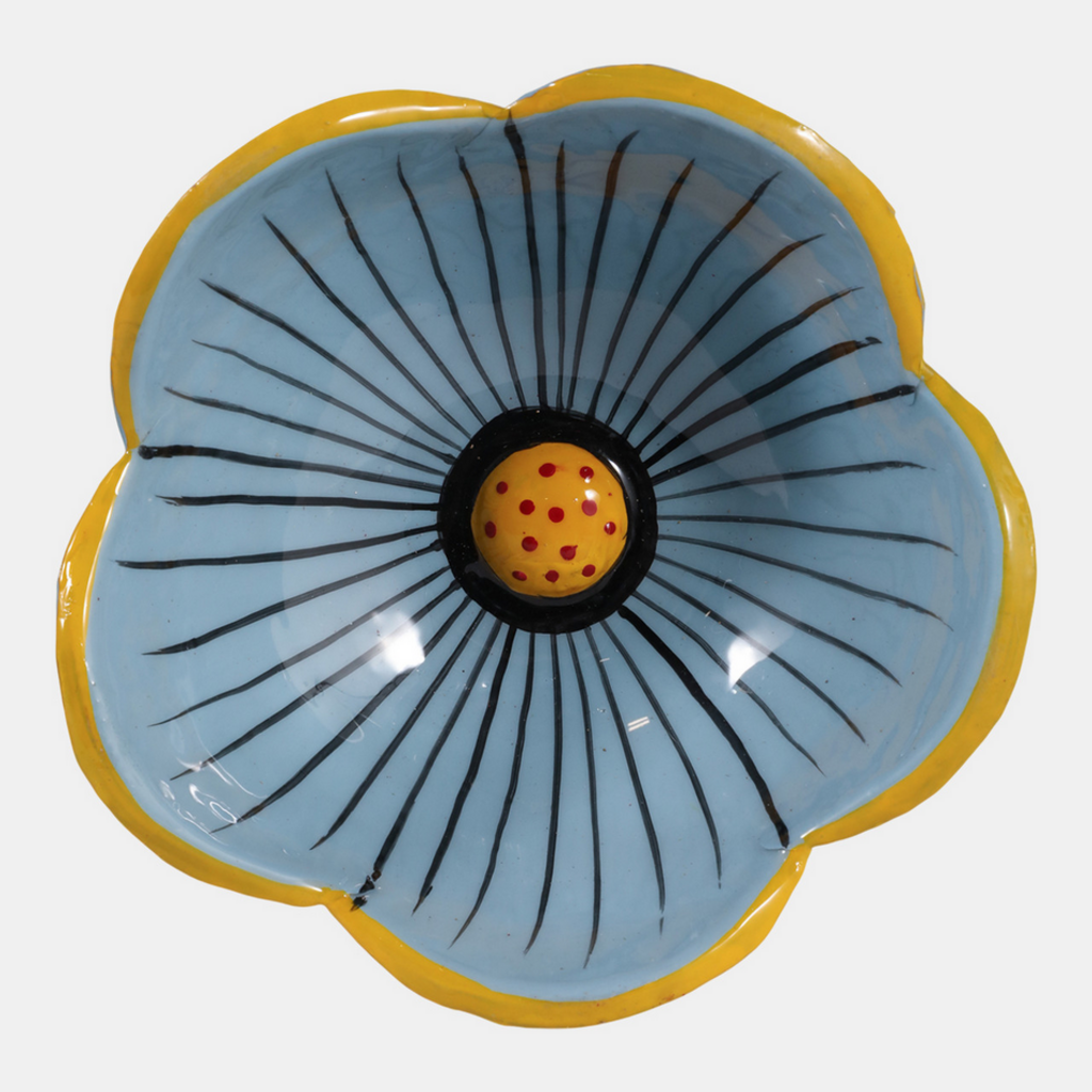 FLOWER BEE CUP PLANTER STAKE blue petal