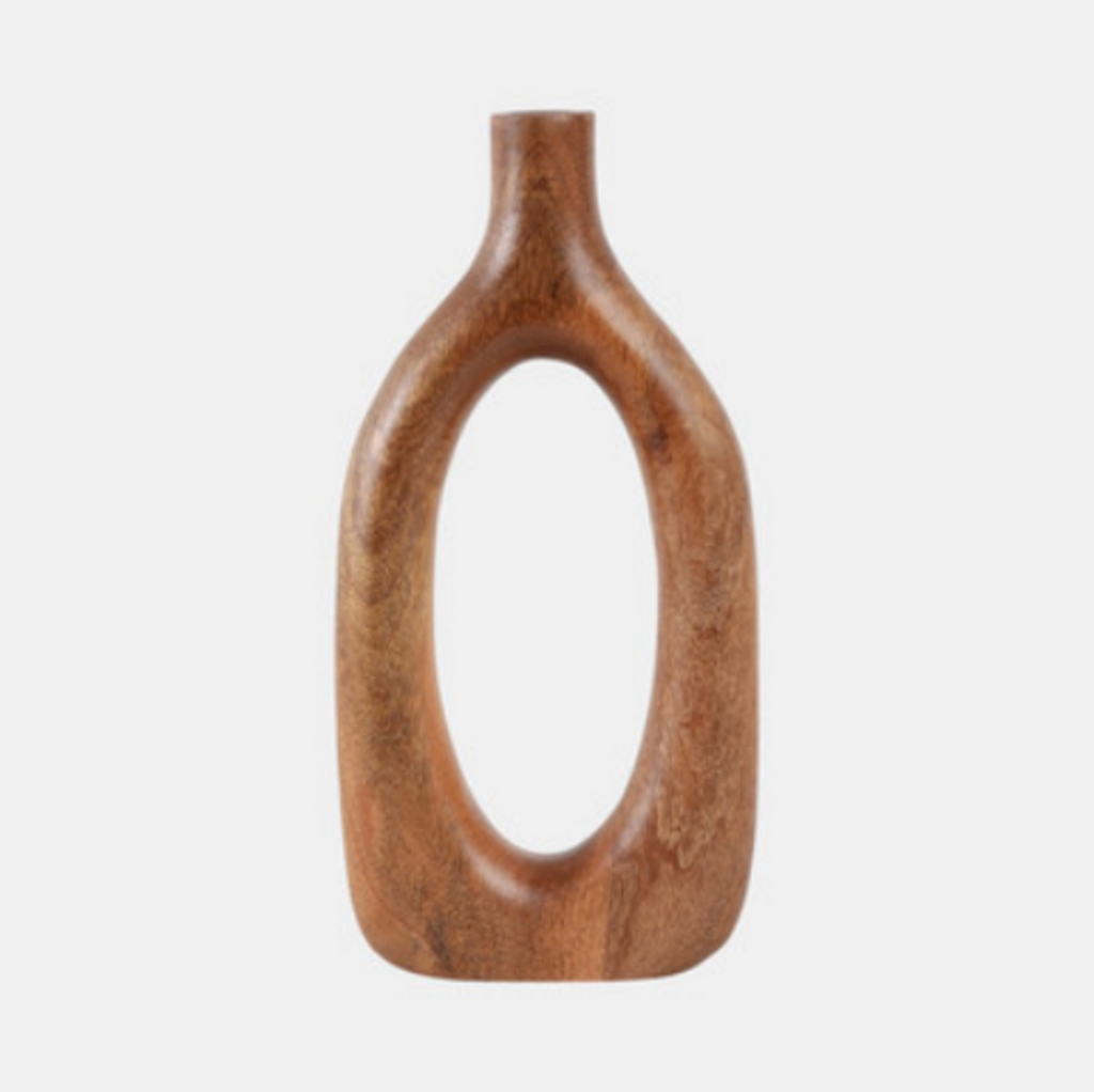 CUT-OUT WOOD VASE 14"