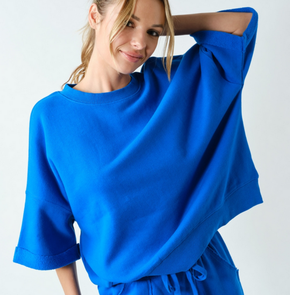 Deep Indigo Drop Shoulder Top - SMALL