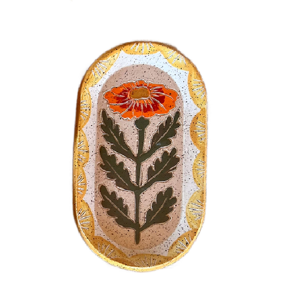 Goldies- Marigold Ceramic Sgraffito Trinket Dish
