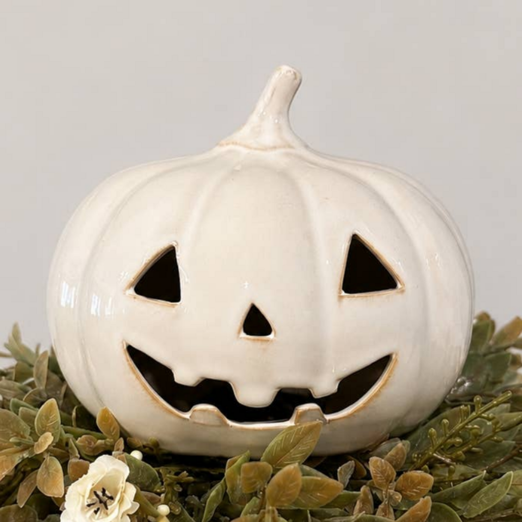 White Ceramic Fall Pumpkin