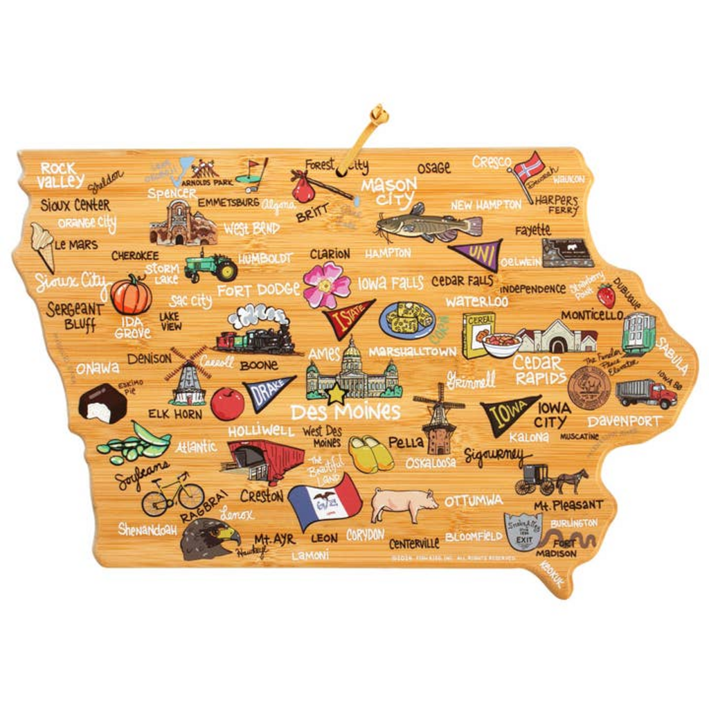 FISH KISS IOWA BAMBOO cutting board