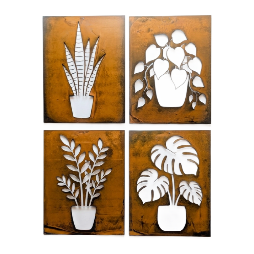 Modern Metal Houseplant Wall Art