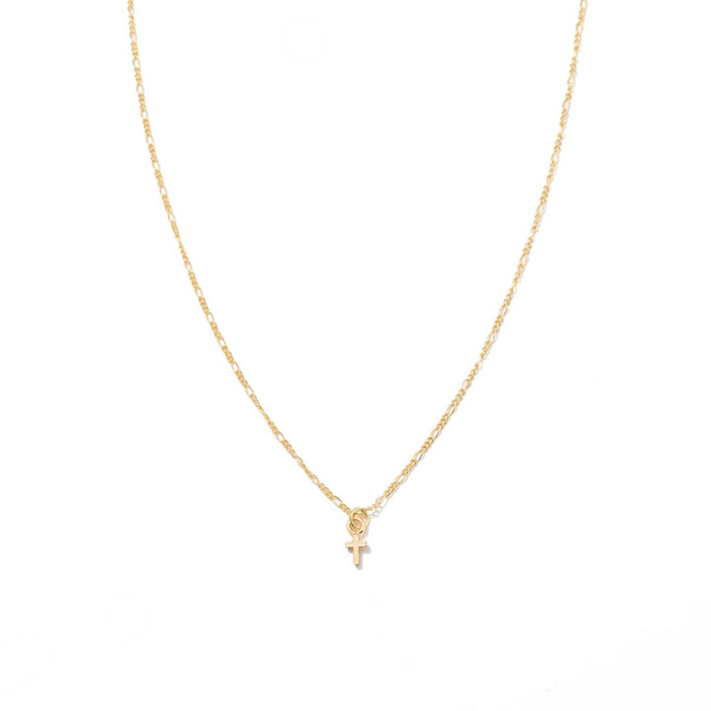 24K Gold Dainty Cross Pendant Necklace