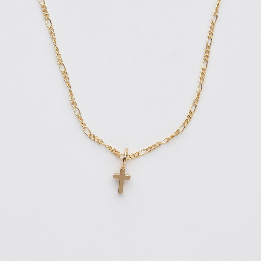 24K Gold Dainty Cross Pendant Necklace