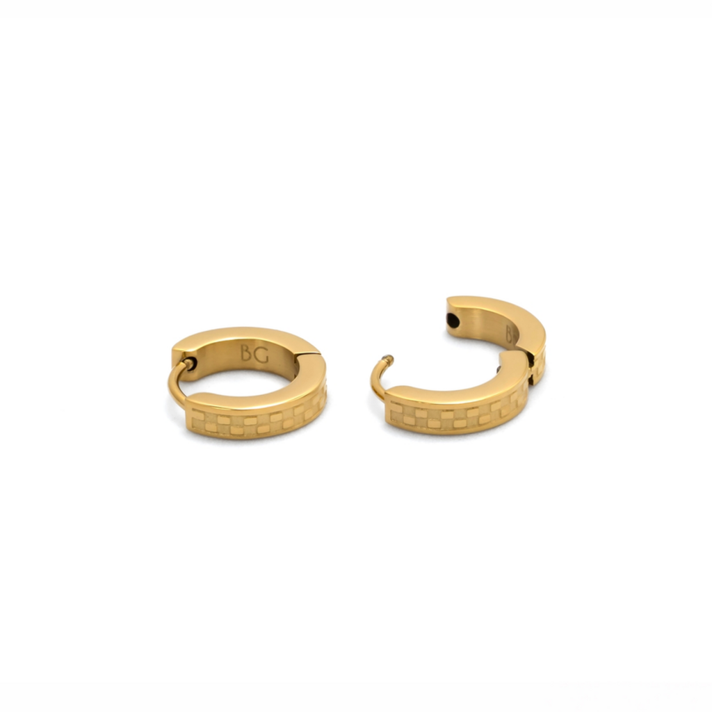 Chess Waterproof Gold Huggie Earrings