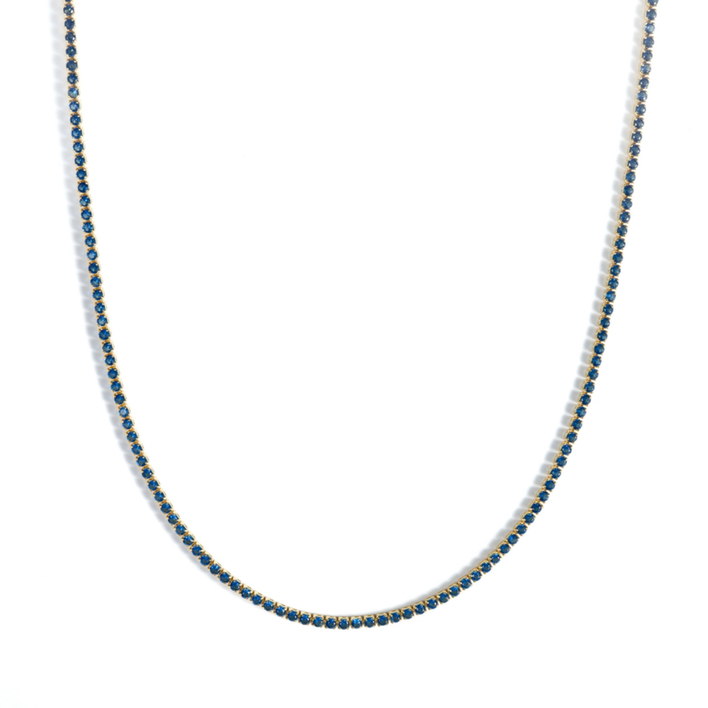 Tennis Choker Gold Blue Sapphire