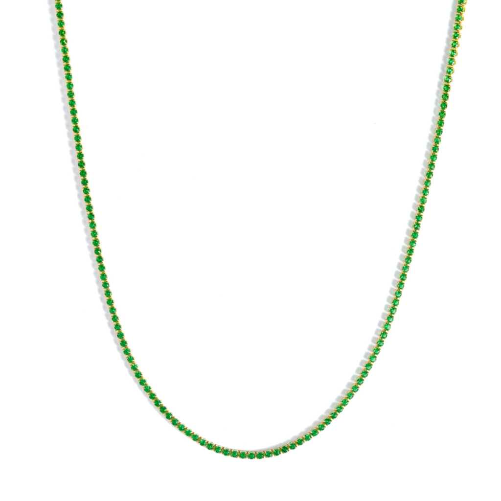 Tennis Choker Gold Green Emerald