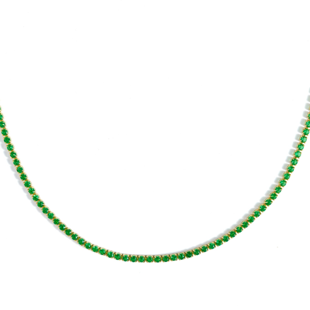 Tennis Choker Gold Green Emerald