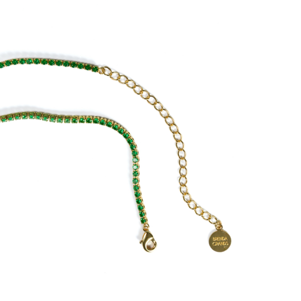 Tennis Choker Gold Green Emerald
