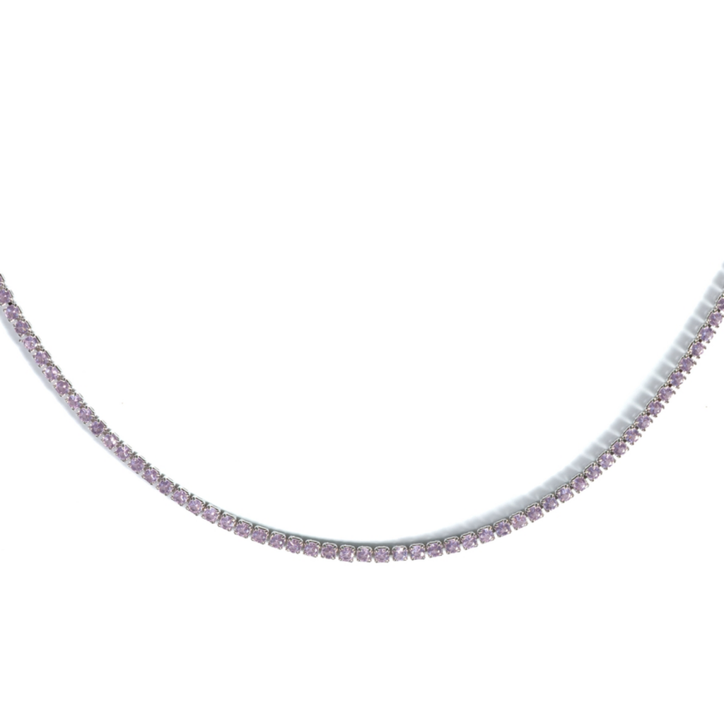 Tennis Choker Silver Pink Quartz