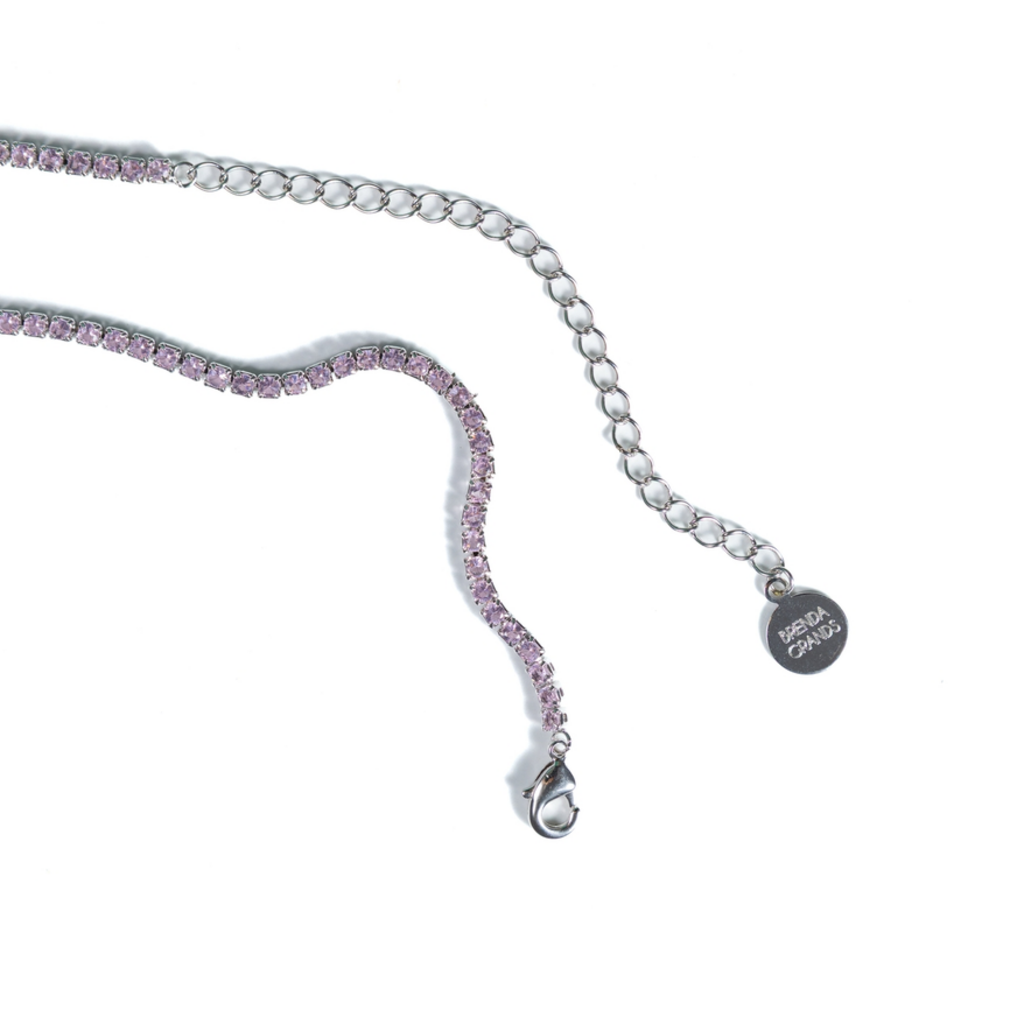 Tennis Choker Silver Pink Quartz