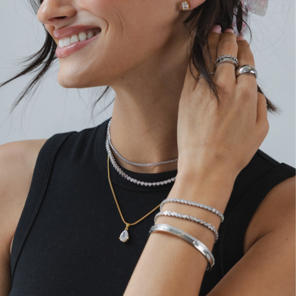 Tennis Choker Silver White Diamond