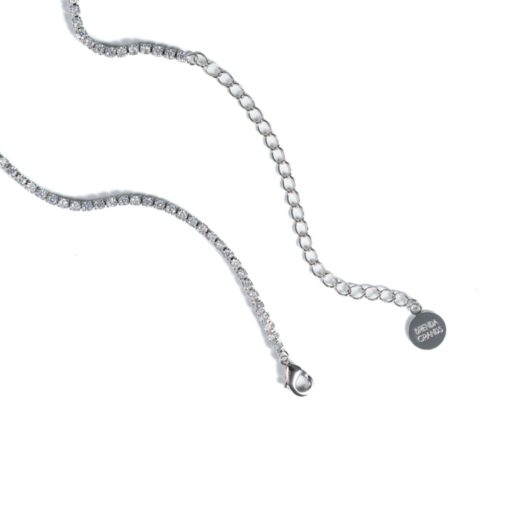Tennis Choker Silver White Diamond
