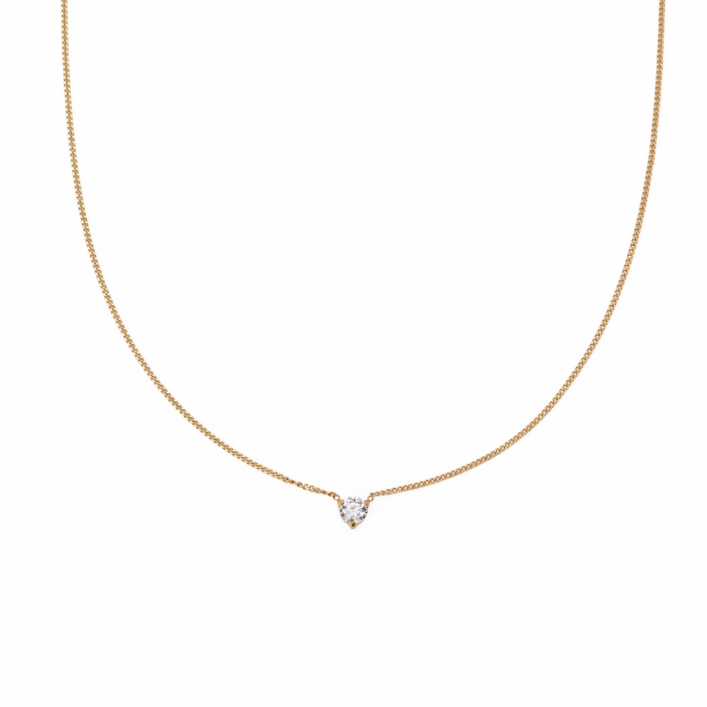 Waterproof 4mm Round Brilliant 5A Cz Solitaire Necklace