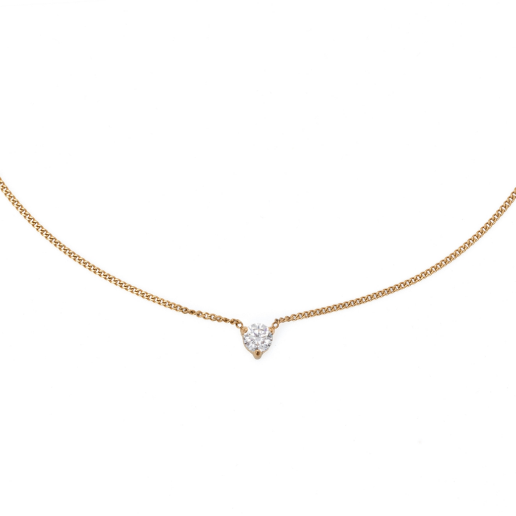 Waterproof 4mm Round Brilliant 5A Cz Solitaire Necklace