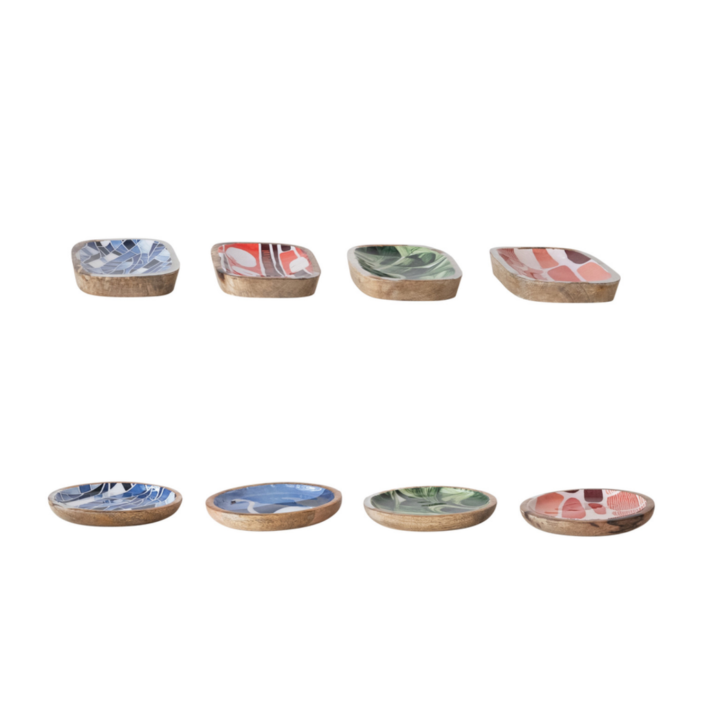 ENAMELED WOOD DISH - styles+colors vary