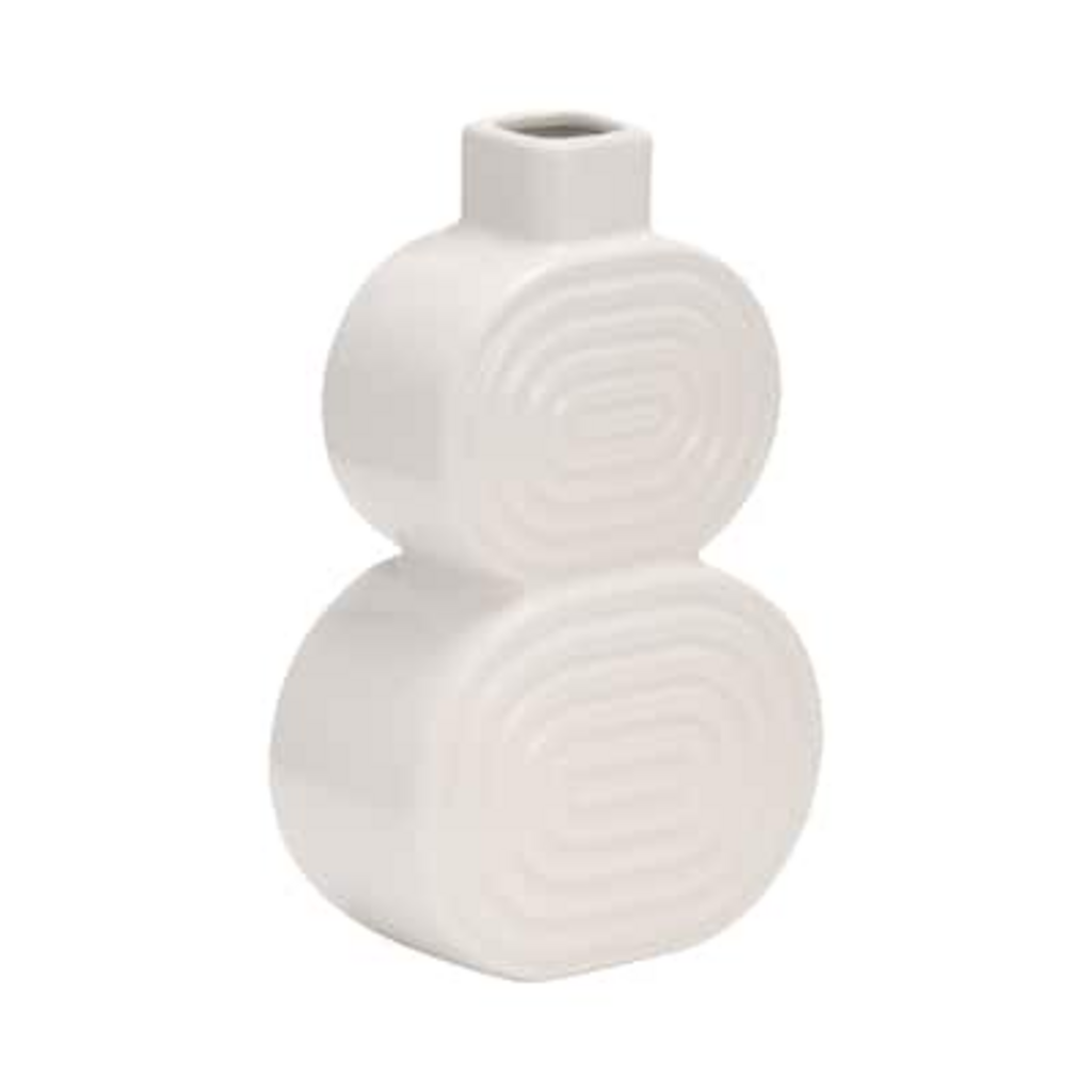 STACKED CIRCLES WHITE VASE