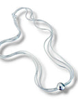 .925 STERLING TRI CHAIN NECKLACE w BALL ACCENT