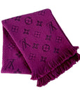 LOUIS VUITTON LOGOMANIA MAGENTA wool+silk SCARF