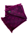 LOUIS VUITTON LOGOMANIA MAGENTA wool+silk SCARF