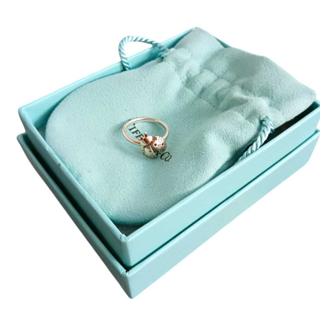 TIFFANY &amp; CO ladybug ring .925 + 18 KT GOLD SZ 5