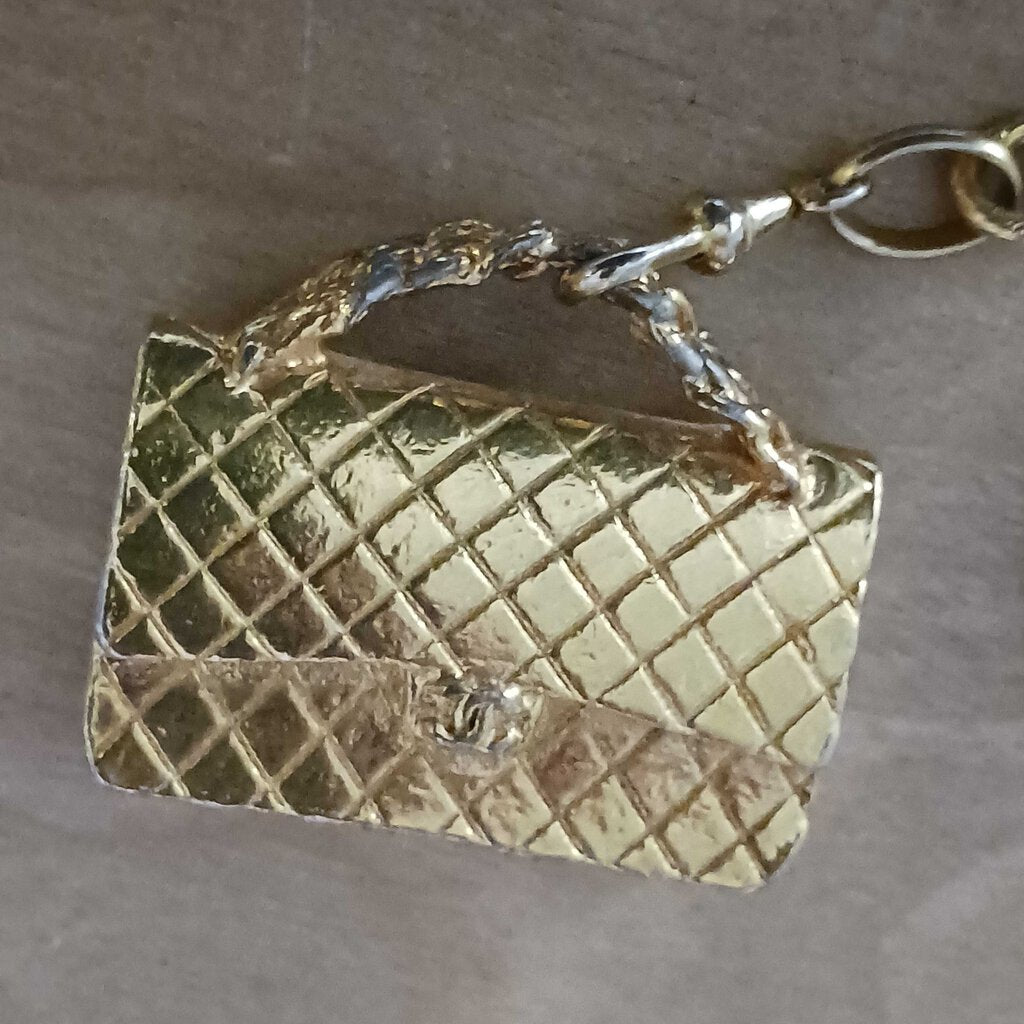 RARE vintage CHANEL COCO CHAPEAU + QUILTED HANDBAG CHARM NECKLACE