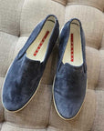 PRADA NAVY SUEDE SZ 38 = 7.5/8
